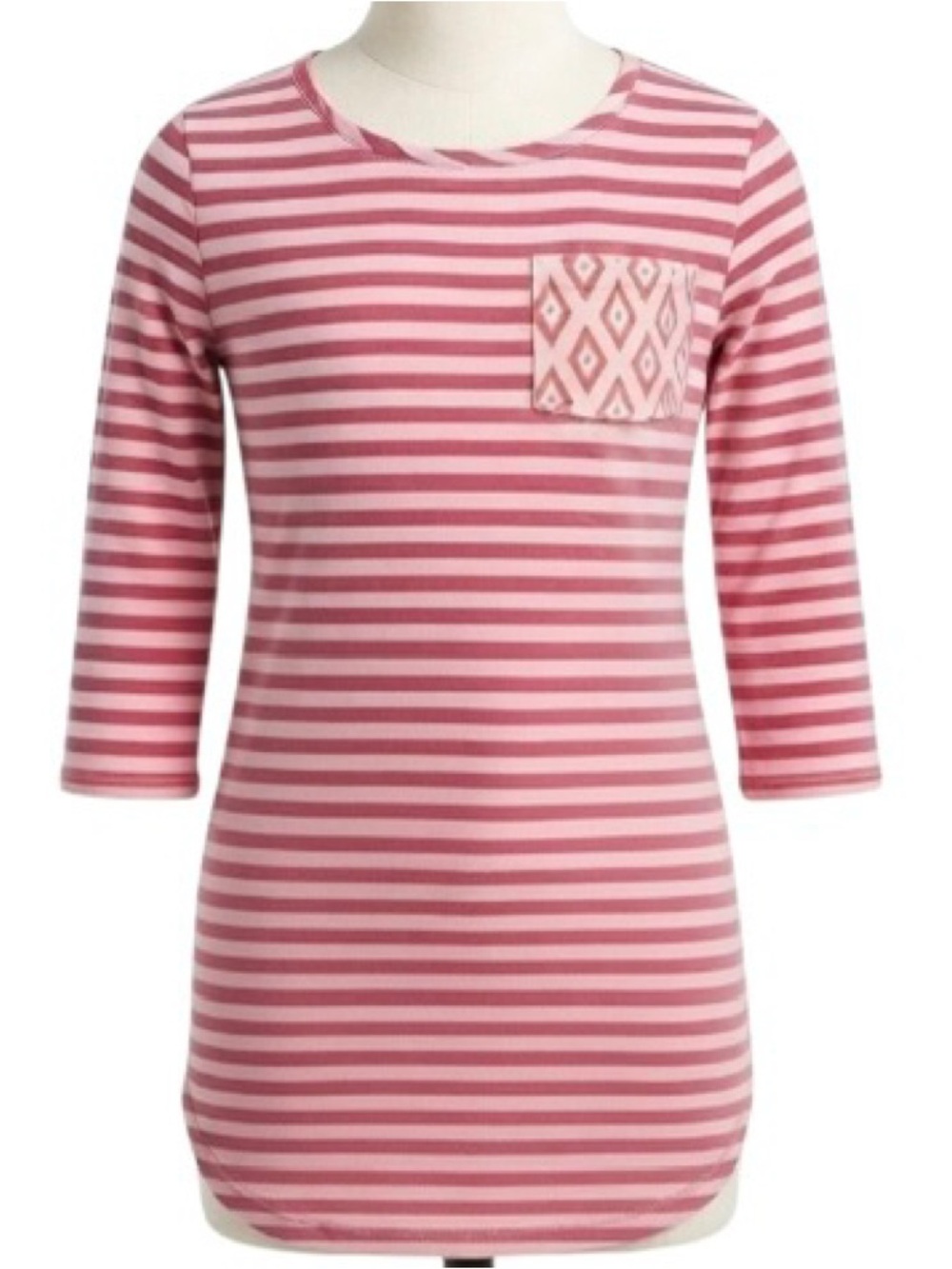 Red Camel 3/4 Sleeve Aztec/Stripe Design Top (NWT) (Size: XL)